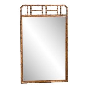 Drexel Heritage Hollywood Regency Faux Bamboo Framed Wall Mirror in Faux Tortoise Shell Finish