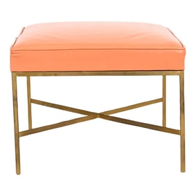 Paul McCobb for Directional X-Base Brass and Upholstered Stool or Ottoman, 1950s