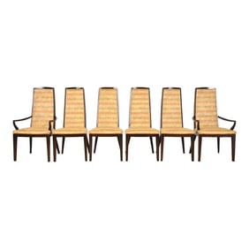 John Widdicomb Mid-Century Modern High Back Dining Chairs, Set of Six