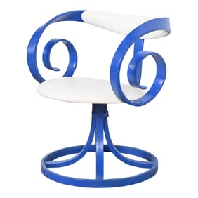 George Mulhauser for Plycraft Blue Sultana Swivel Armchair