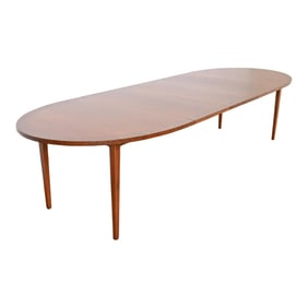 Directional Mid-Century Modern Cherry and Burl Wood Extension Dining Table, Newly Refinished