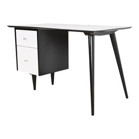 Paul McCobb Planner Group Black and White Lacquered Writing Desk, Newly Refinished