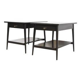 Paul McCobb Planner Group Mid-Century Modern Black Lacquered Nightstands, Newly Refinished
