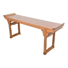 Baker Furniture Hollywood Regency Chinoiserie Burled Walnut Altar Table or Console Table