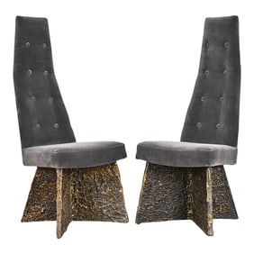 Adrian Pearsall Mid-Century Modern Brutalist High Back Chairs, Pair