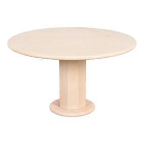 Modern Italian Travertine Round Pedestal Dining or Center Table by Ello, Circa 1970s