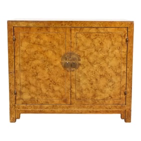 Henredon Mid-Century Hollywood Regency Chinoiserie Faux Tortoise Shell Bar Cabinet, Circa 1970s