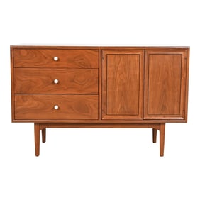 Kipp Stewart for Drexel Declaration Walnut Sideboard Credenza or Bar Cabinet, Newly Refinished