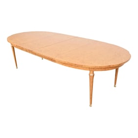 Mastercraft Mid-Century Hollywood Regency Burl Wood Extension Dining Table, Newly Refinished