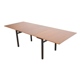 Edward Wormley for Dunbar Walnut and Ebonized Extension Dining Table, Newly Refinished