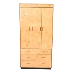 Milo Baughman Style Burl Wood Armoire Dresser or Cabinet by Henredon