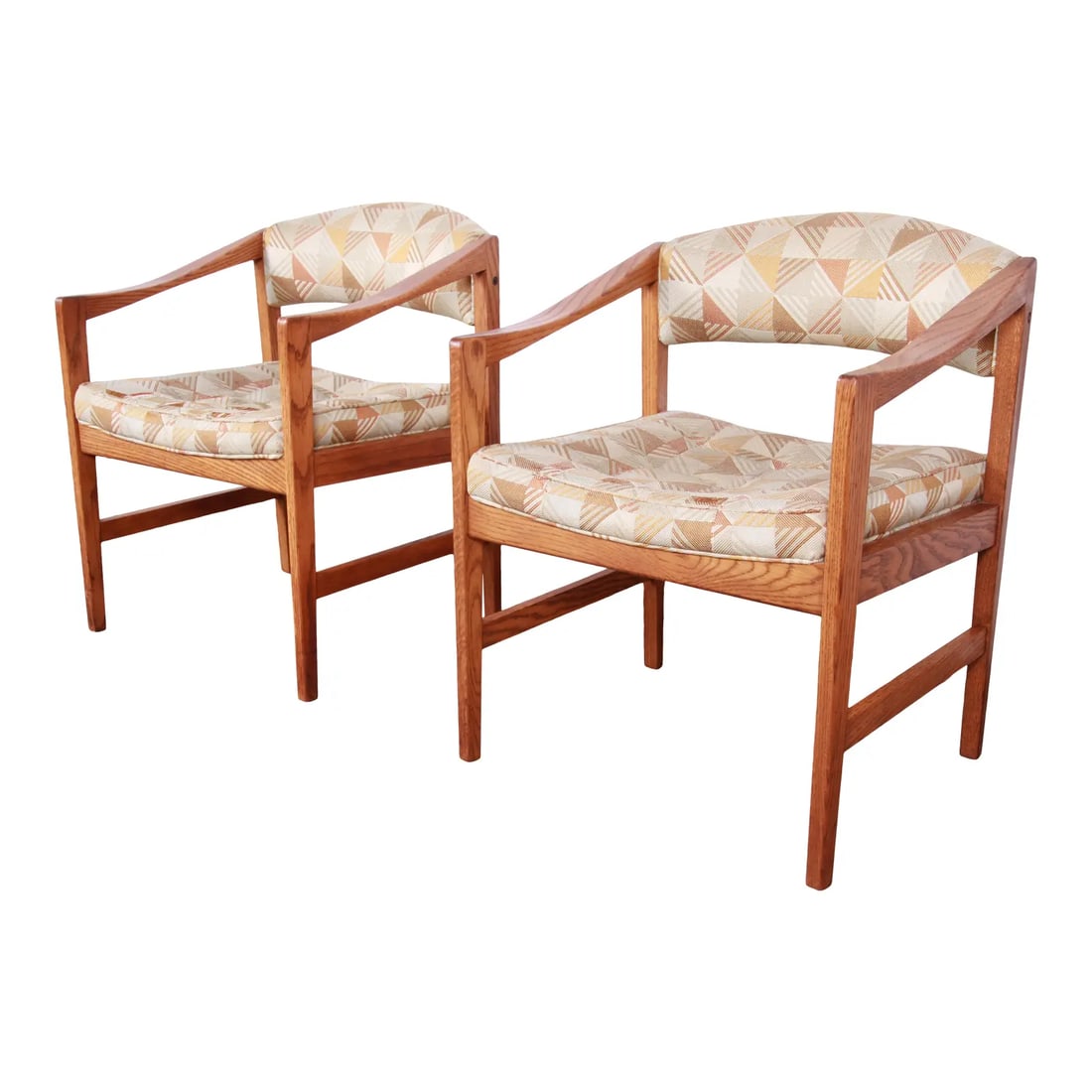 Edward Wormley for Dunbar Mid-Century Modern Sculpted Oak Armchairs, Pair (1 of 12)