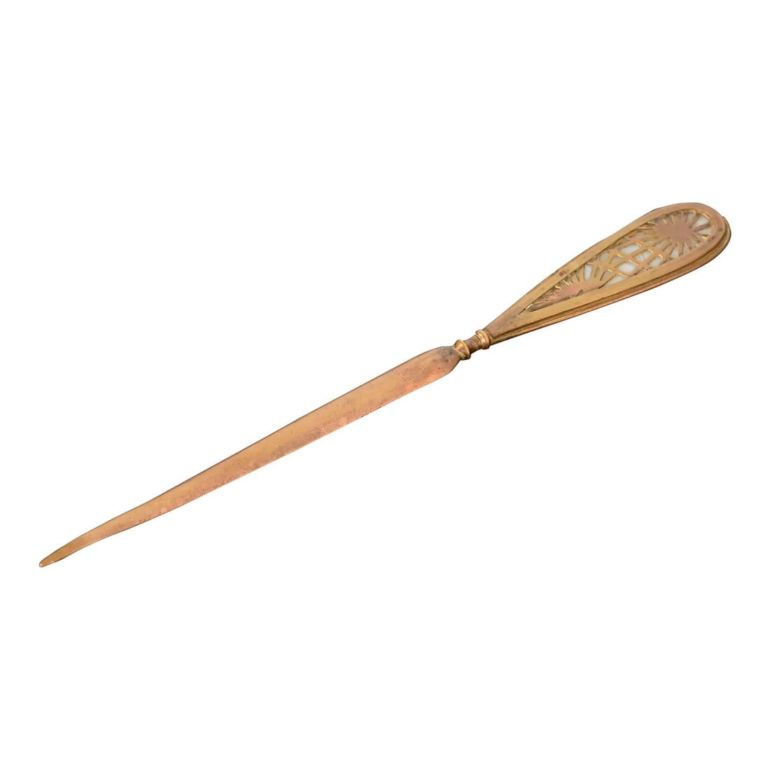 Tiffany Studios New York Pine Needle Pattern Bronze Dore and Slag Glass Letter Opener (1 of 11)