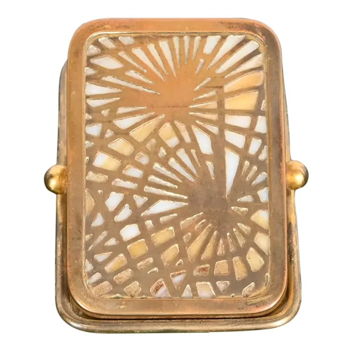 Tiffany Studios New York Pine Needle Pattern Bronze Dore and Slag Glass Paper Clip (1 of 10)