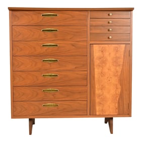 George Nakashima Sculpted Walnut Gentleman's Chest for Widdicomb, Circa 1960
