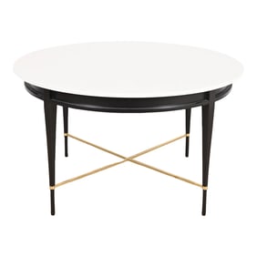 Paul McCobb Irwin Collection Black Lacquer and Brass Round Dining Table or Game Table