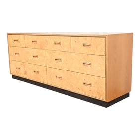 Milo Baughman Style Burl Wood Dresser or Credenza by Henredon