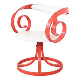 George Mulhauser for Plycraft Red Sultana Swivel Armchair