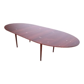 Outstanding Finn Juhl Rosewood and Silver Inlay "Judas" Dining Table, Newly Restored