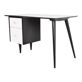 Paul McCobb Planner Group Black and White Lacquered Writing Desk, Newly Refinished
