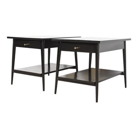 Paul McCobb Planner Group Mid-Century Modern Black Lacquered Nightstands, Newly Refinished