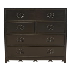 Michael Taylor for Baker Far East Collection Black Lacquered Dresser Chest, Newly Refinished