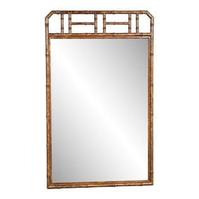 Drexel Heritage Hollywood Regency Faux Bamboo Framed Wall Mirror in Faux Tortoise Shell Finish