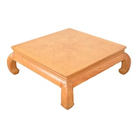 Milo Baughman Style Mid-Century Modern Burl Wood Coffee Table by Henredon