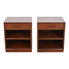 Henredon Mid-Century Modern Walnut Nightstands, Newly Refinished