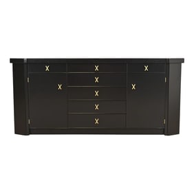 Paul Frankl for Johnson Furniture Black Lacquered Mahogany Sideboard or Bar Cabinet