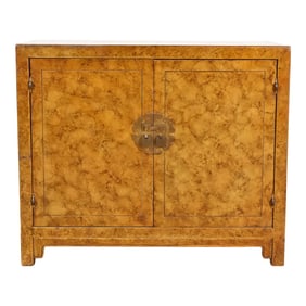 Henredon Mid-Century Hollywood Regency Chinoiserie Faux Tortoise Shell Bar Cabinet, Circa 1970s