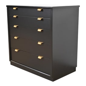 Edward Wormley for Drexel Precedent Black Lacquered Bachelor Chest, Newly Refinished