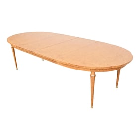 Mastercraft Mid-Century Hollywood Regency Burl Wood Extension Dining Table, Newly Refinished