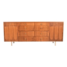 Bert England for Johnson Furniture Mid-Century Modern Sculpted Walnut Dresser or Credenza