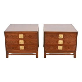 Widdicomb Mid-Century Modern Hollywood Regency Walnut Bedside Chests, Newly Refinished