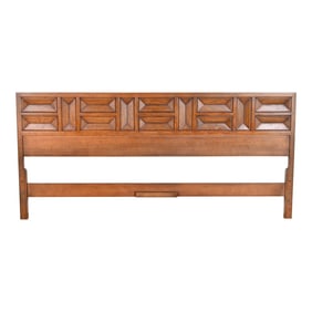 Henredon Mid-Century Modern Sculpted Walnut King Size Headboard, 1960s