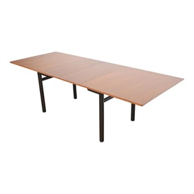 Edward Wormley for Dunbar Walnut and Ebonized Extension Dining Table, Newly Refinished