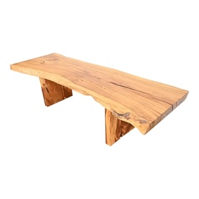 George Nakashima Style Organic Modern Solid Walnut Slab Live Edge Dining Table