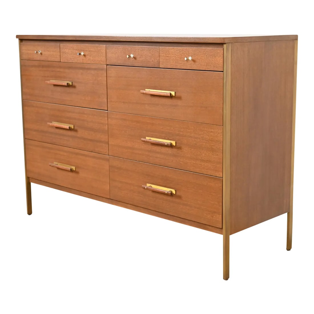 Paul McCobb for Directional Mahogany and Brass Ten-Drawer Dresser Chest, Newly Refinished (1 of 12)