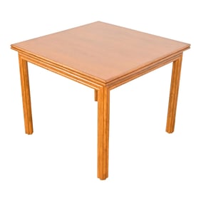 McGuire Mid-Century Hollywood Regency Bamboo Rattan Flip-Top Dining or Game Table, Newly Refinished