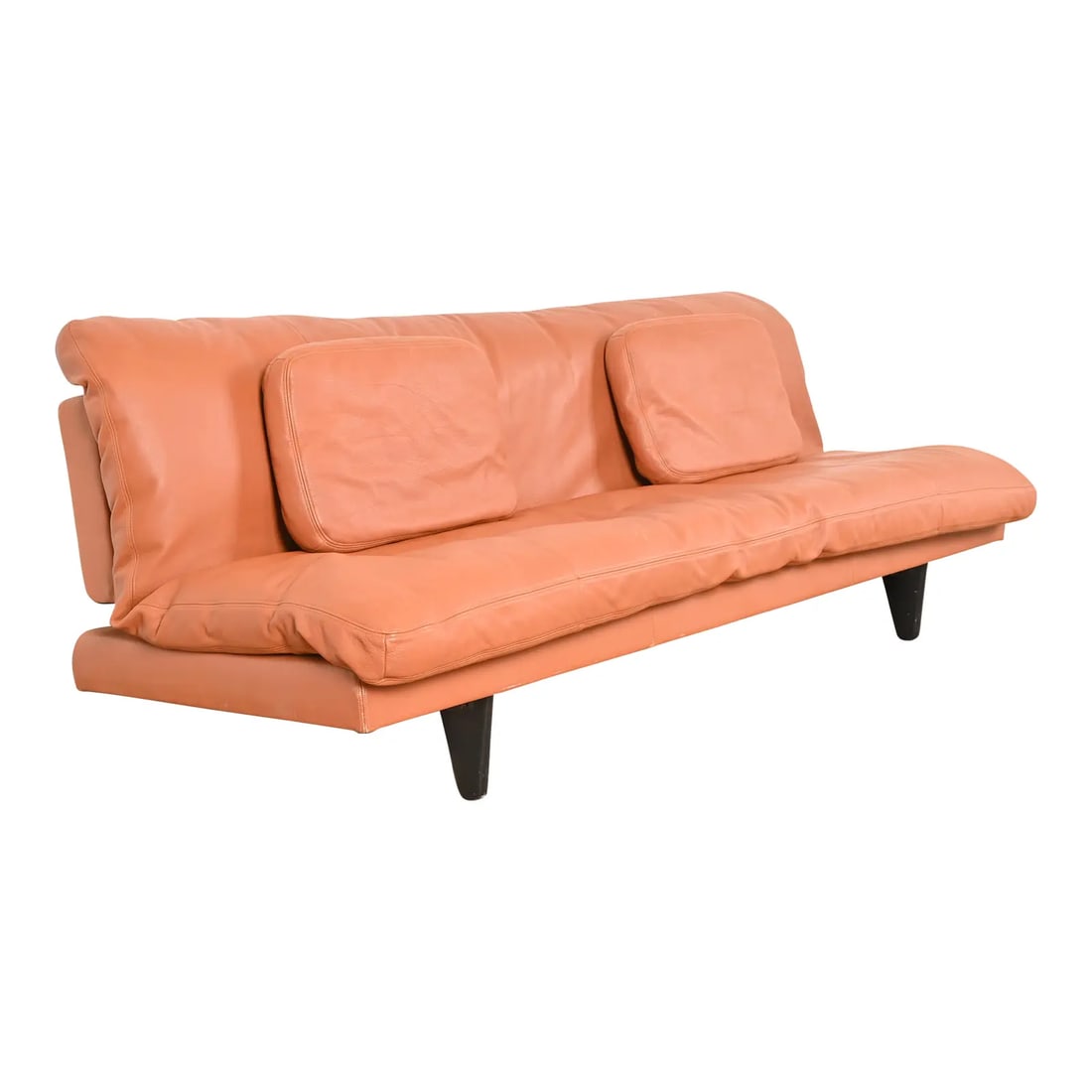 De Sede Ds 169 Scandinavian Modern Convertible Daybed Sofa by Ernst Ambuhler: A gorgeous Mid-Century Scandinavian Modern convertible daybed sofa By Ernst Ambuhler for De Sede Switzerland, Circa 1970s Beautiful burnt orange leather, with a removable mattress cushion and two loos