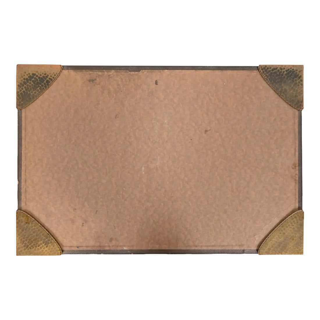Roycroft Arts & Crafts Brass Finished Hammered Copper Blotter Corners With Desk Blotter (1 of 11)
