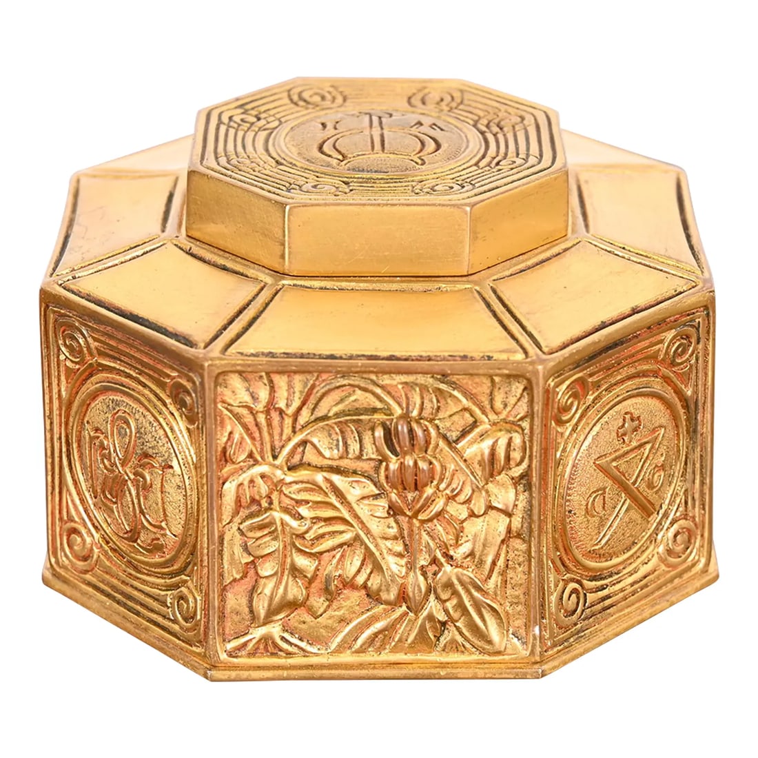 Tiffany Studios New York Bookmark Pattern Bronze Dore Inkwell (1 of 12)