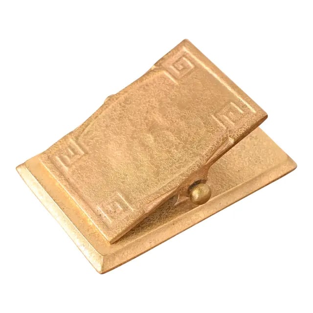 Tiffany Studios New York Greek Key Bronze Dore Large Paper Clip, Circa 1910 (1 of 12)