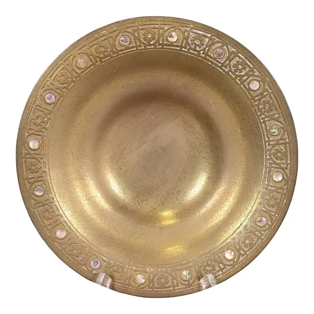 Tiffany Studios New York Bronze Dore Bowl With Abalone Inlay (1 of 11)