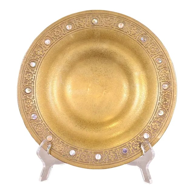 Tiffany Studios New York Bronze Dore Bowl With Abalone Inlay (1 of 11)