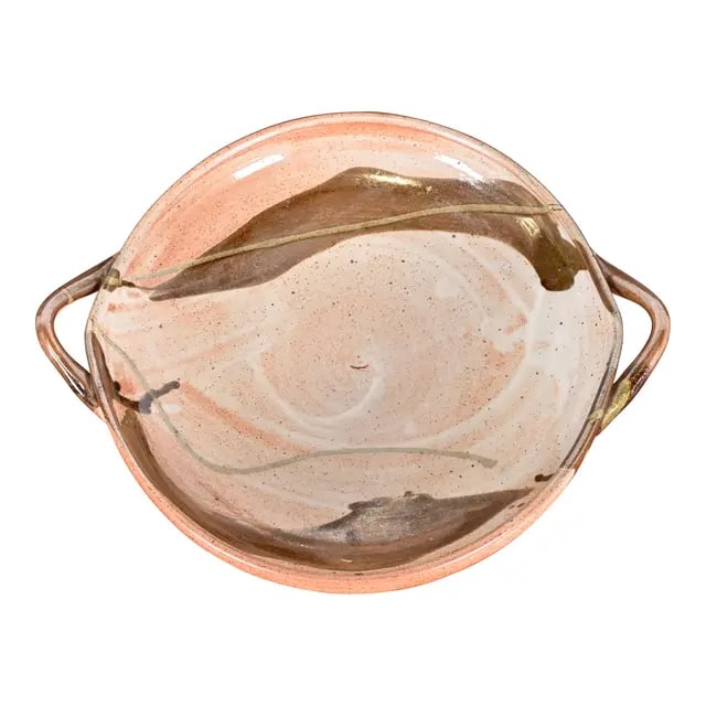 Large Painted Glazed Ceramic Studio Pottery Bowl With Handles From Frank Lloyd Wright (1 of 12)