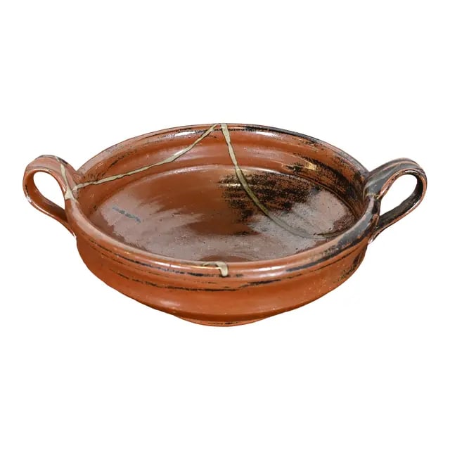 Large Painted Glazed Ceramic Studio Pottery Bowl With Handles From Frank Lloyd Wright (1 of 12)