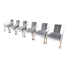 Charles Hollis Jones Style Modern Art Deco Lucite Armchairs, Set of Six (1 of 12)