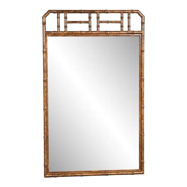 Drexel Heritage Hollywood Regency Faux Bamboo Framed Wall Mirror in Faux Tortoise Shell Finish (1 of 8)